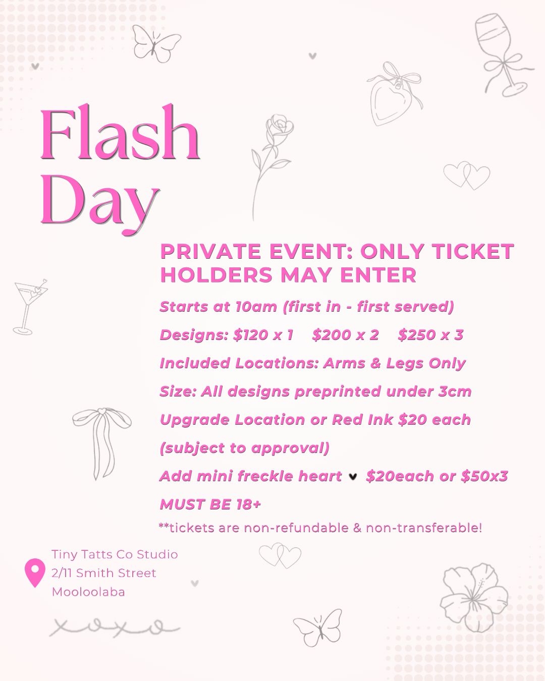 Flash Party Ticket Entry $120 (gets you 1xtattoo)